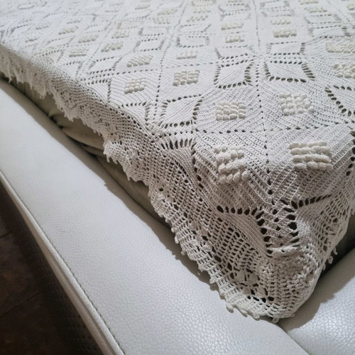 Handmade single knitted blanket used with embossed pattern
