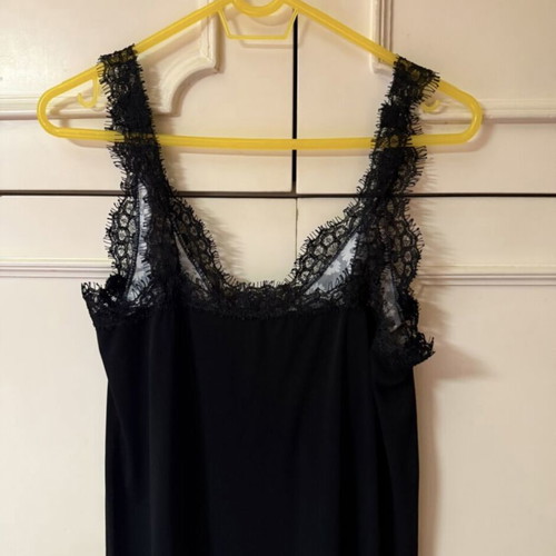 Zara midi slip dress with daisy print and black lace