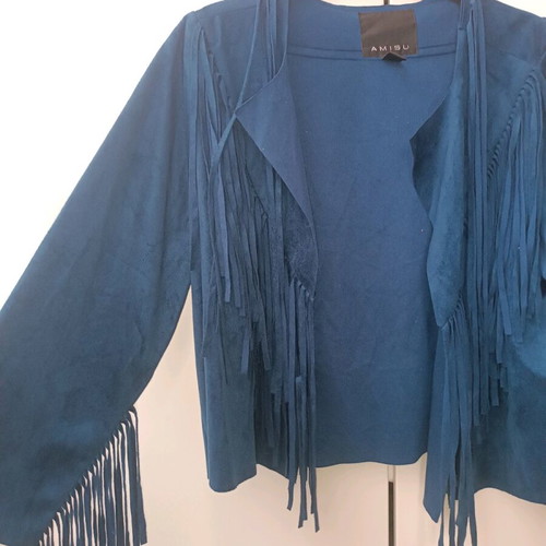 Jacket with fringes like new, castor style, blue