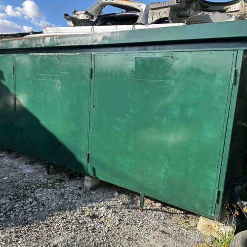 Heavy-duty steel storage shed used for storage space