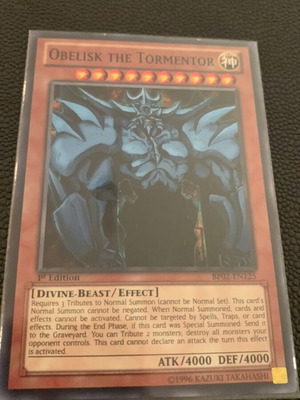 Obelisk the Tormentor Yu-Gi-Oh! card like new, 1st edition