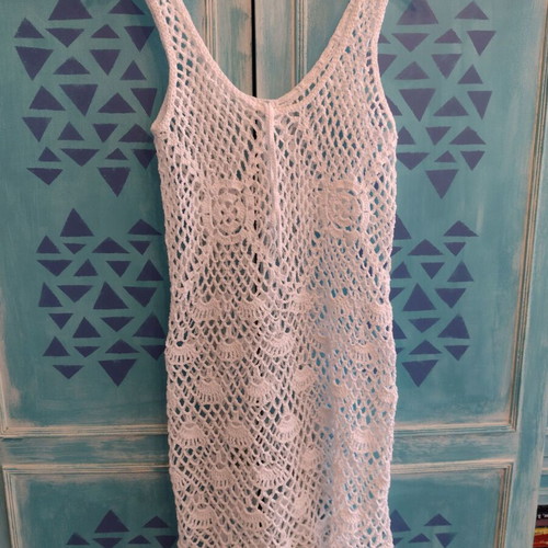 Beach dress new, handmade crochet, 100% cotton, size S/M