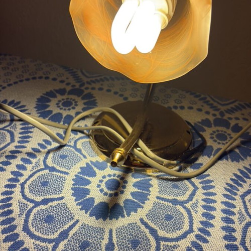Vintage table lamp Art Nouveau used with hand-blown opaline glass shade