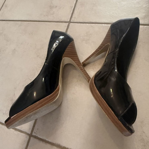 Rollini black peep toe pumps used, platform size 38