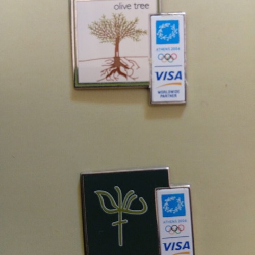 Athens 2004 Visa Pins Collectible Set, like new, 6 pieces