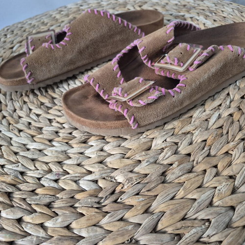 Colors Of California sandals like new, beige and pink