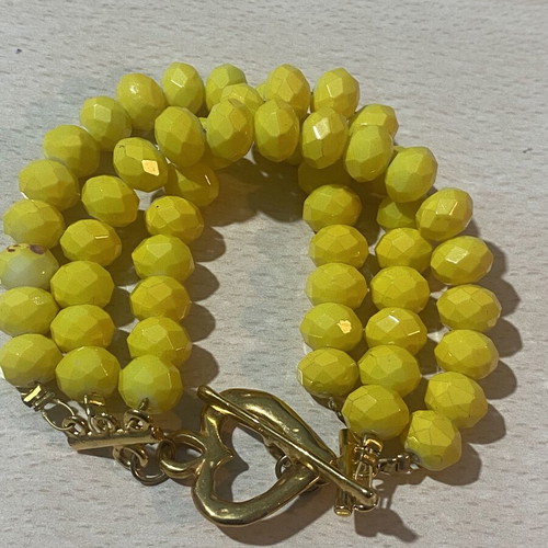 Triple bracelet with yellow crystals new handmade women's
