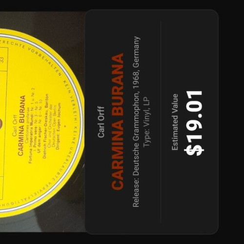 Carl Orff Carmina Burana vinyl record, Deutsche Grammophon