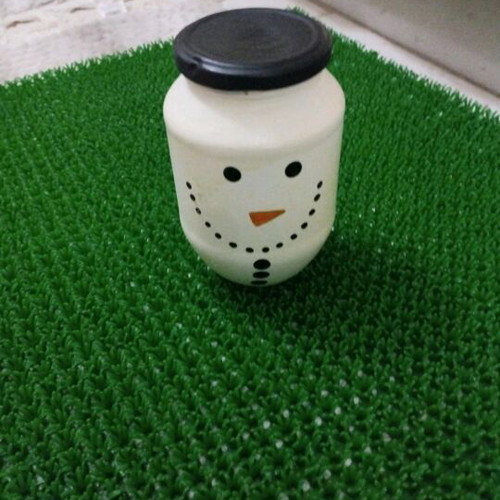 Snowman Glass Jar Hand Painted New