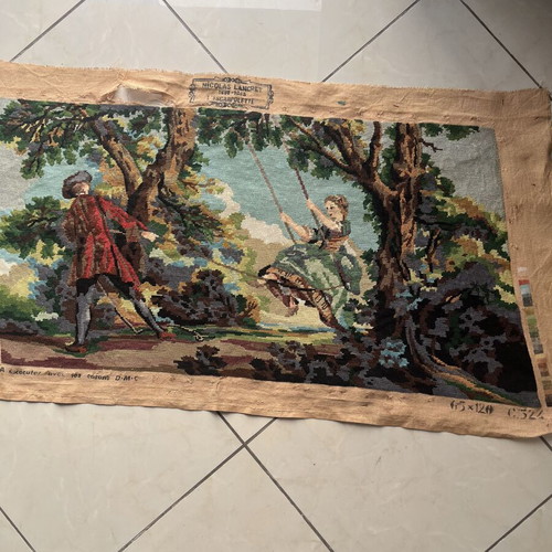 Handmade textile painting used with embroidery