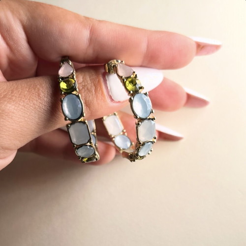 Hoop earrings with stones like new