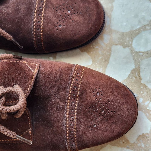 Verbano Brown Suede Oxford Shoes New, Made in Italy