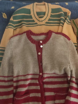 Knitted cardigan, blouse, and sweater used, sizes small to large
