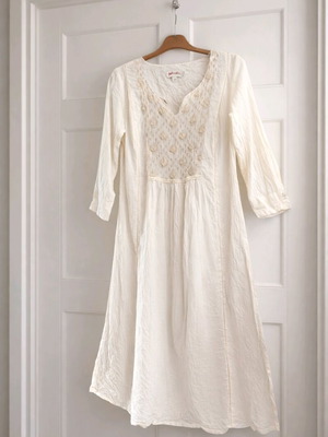 Fabindia Boho Cotton Kurta Style Dress like new, ivory, size S