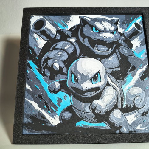 3D embossed Pokémon poster Squirtle evolution to Blastoise HueForge art new