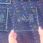 Glass coasters with some minor damage