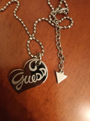Guess heart necklace like new with logo silver