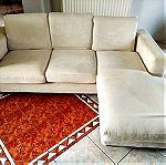  Γωνιακός καναπές με αναστρέψιμη γωνία 213x163 εκ. άσπρος
