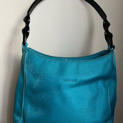 Shoulder bag used turquoise with plastic handle