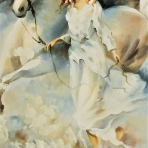 Alexander (Girl with Horse) painting like new with frame