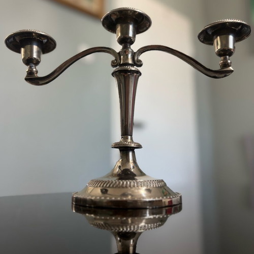Vintage silver-plated solid candlestick with 3 holders like new