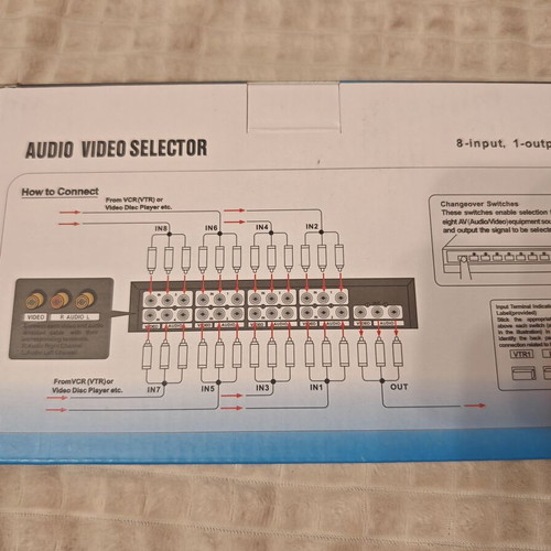 Audio Video Selector 8 входа 1 изход RCA превключвател нов