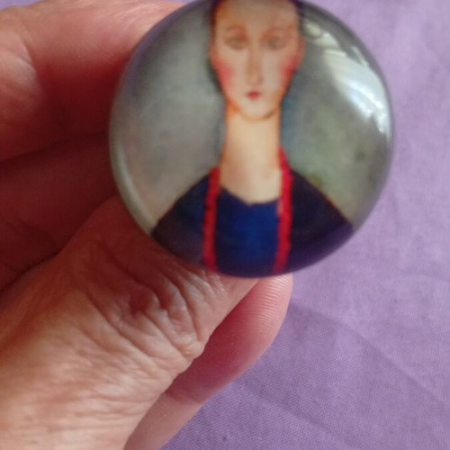 Wooden handmade rings set, like new, floral and portrait design