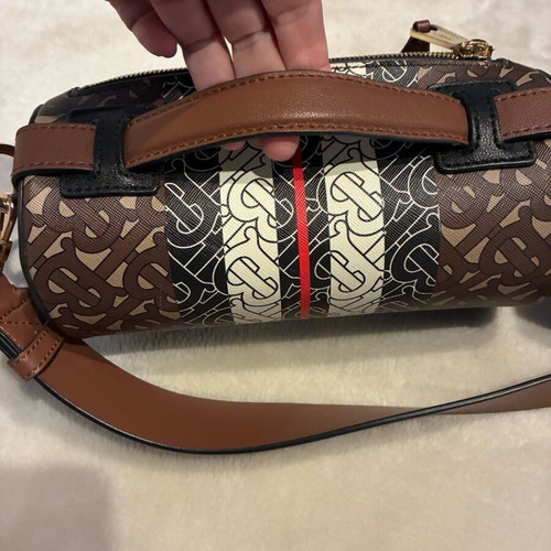Burberry small leather bag new, brown multicolor