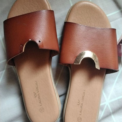 Sandals size 37 new, beige and brown with metal detail