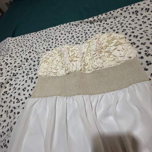 Bellissima wedding dress strapless lace cream with floral and gold details like new