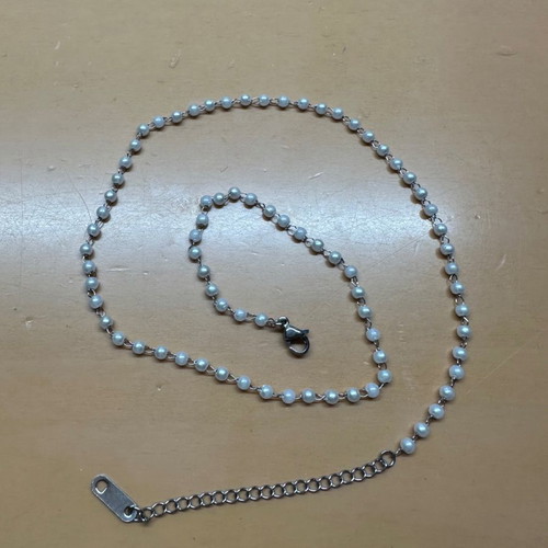 White rosary necklace new, 925 silver