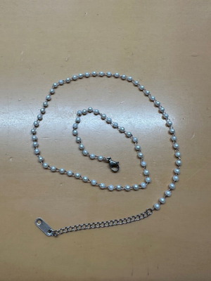 White rosary necklace new, 925 silver