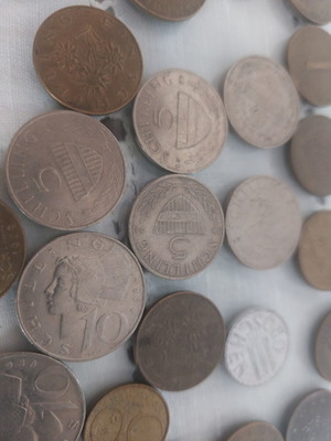 Austrian coins used, collection of ~35 Schilling and Groschen
