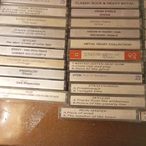Metal cassette tapes used, pack of 75, heavy metal-punk-hardcore-death