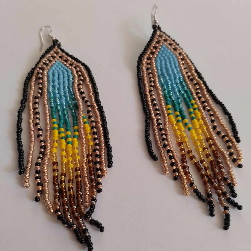 Handmade beaded tassel earrings with colorful beads new