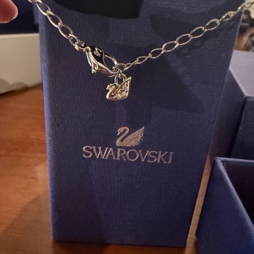 Swarovski Crystal Swan Bangle New, Rhodium Plated, Adjustable Chain