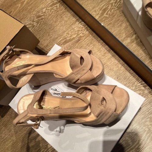 Sante platform sandals, pink suede, size 38