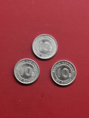 Congo 10 Sengi coins 1967, set of 3