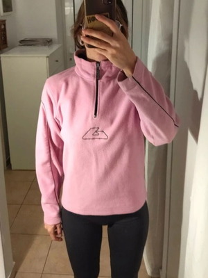 Pink fleece sweatshirt used with zipper, size M