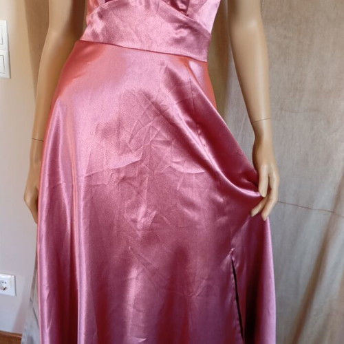 Satin dress new with adjustable straps, pink, size small