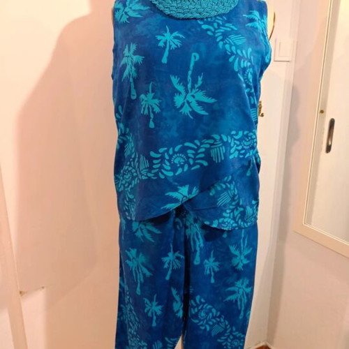 Summer women's set with batik fabric, handmade, size M