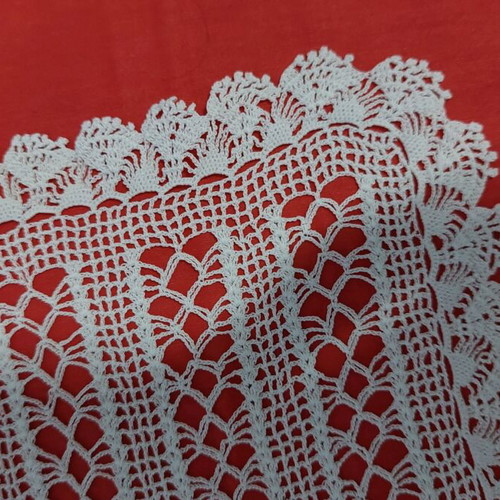 Small white doily 33x23cm with crochet lace, cotton, new