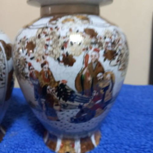 Set of 2 Japanese ceramic art vases used