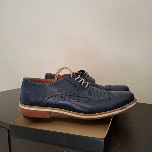 Raymont men's leather shoes like new, blue with beige laces