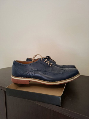 Raymont men's leather shoes like new, blue with beige laces