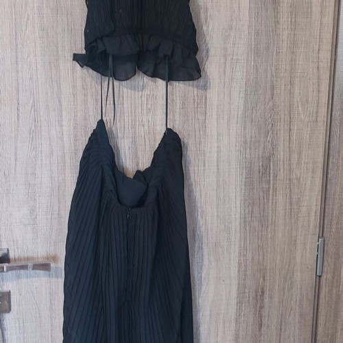 Zara evening dress black pleated, new, top M skirt L