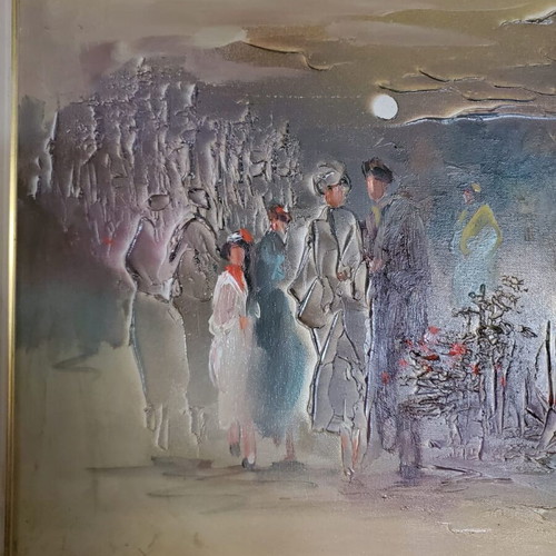 Apovrado Stin Exohi Oil Painting like new with gold-silver embossed texture