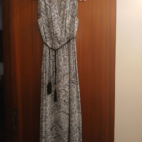 Maxi dress Donna Karan like new, white and turquoise