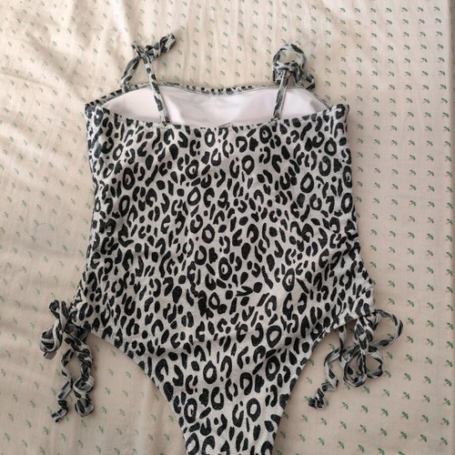 Animal Print One-Piece Swimsuit Small Decoro New Black and White Shiny