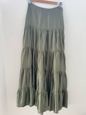 Maxi satin skirt khaki like new, size S